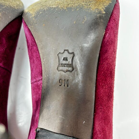 Tory Burch Women's Eliza Burgundy Suede Pointed Toe Loafer Style Pumps Size 9M - Picture 9 of 13